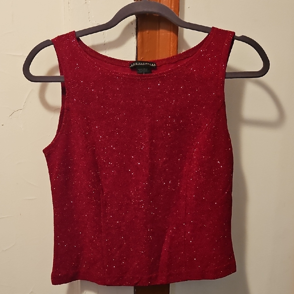 Vintage Shimmery Red Sleeveless Top